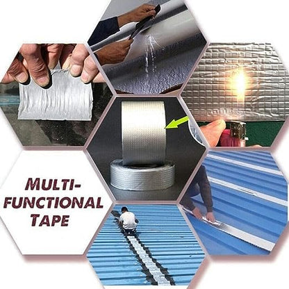 Leakage Repair Waterproof Tape for Pipe Leakage Roof Water Leakage Solution Aluminium Foil Tape Waterproof Adhesive Tape Sealing Butyl Rubber Tape for Leakage (5CM*5M (Pack Of 1))