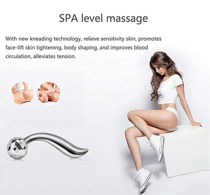 3D Massager - Manual 3D Massager Roller 360 Rotate Face Full Body Shape for Skin Lifting Wrinkle Remover Facial Massage Relaxation Tool,(Silver Color, 1Pcs)