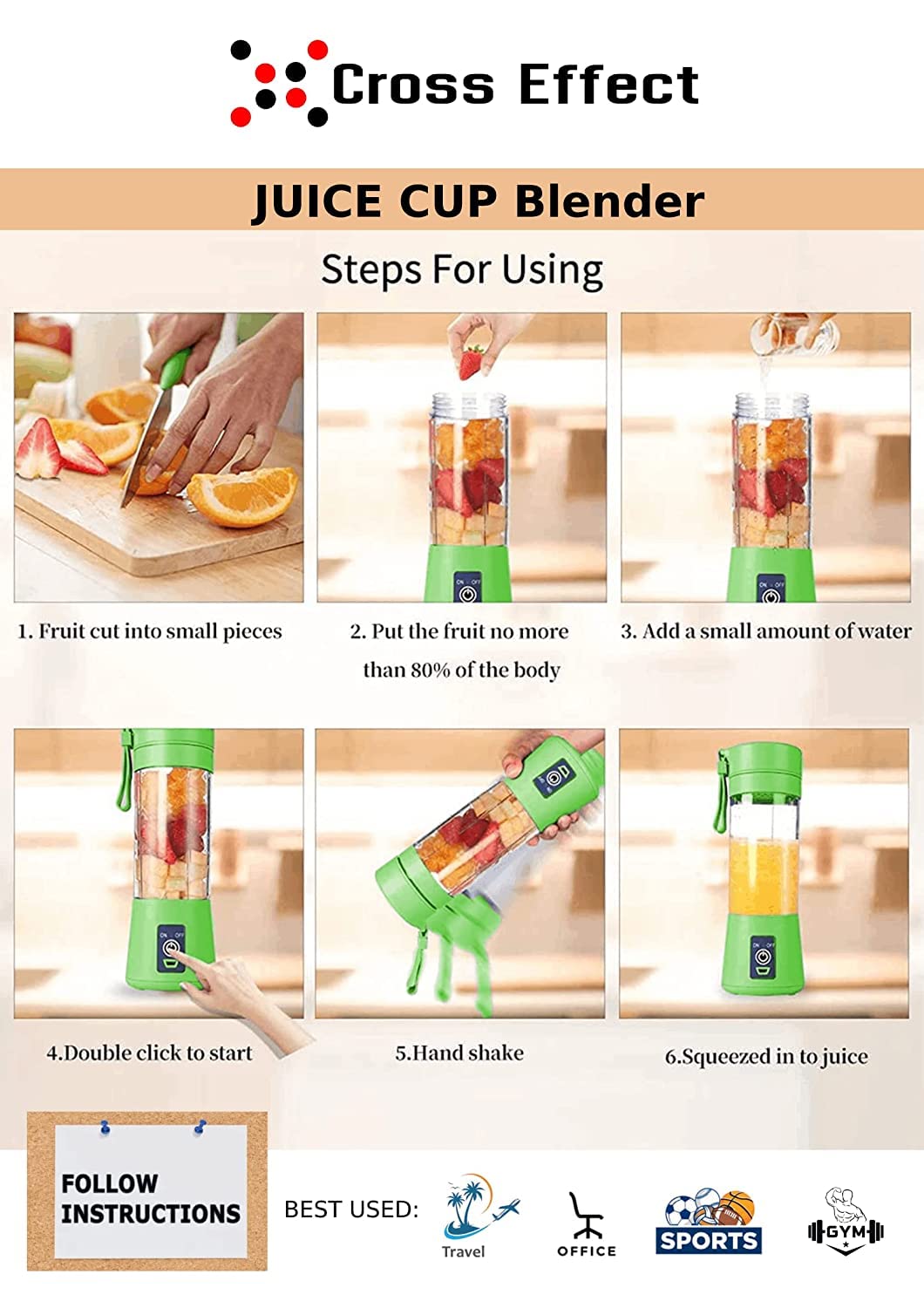 USB Juicer Bottle - Portable Electric USB Juice Maker Juicer Bottle Blender Grinder Mixer,6 Blades Rechargeable Bottle, Shake, Smoothies, Fruit Juicer for Fruits, Juice Maker Machine