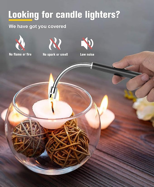 Upgraded Electric Lighter Rechargeable USB Lighter with Led Battery Indicator Safety Switch, Flexible Long Neck Lighters for Candles Bbqs Gas Stoves