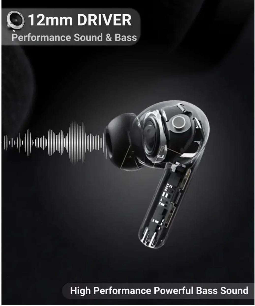 Bleaws Air 31 True Wireless Stereo Earphone Wireless in-Ear TWS Earbuds Transparent Headphones (Black)